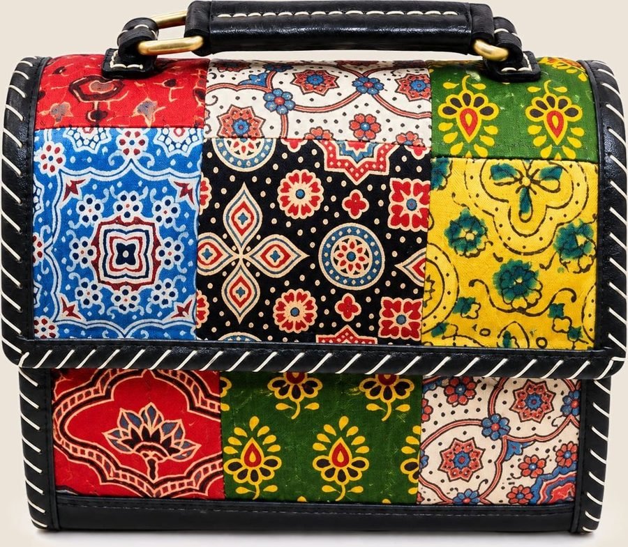 Kutch patchwork leather bag