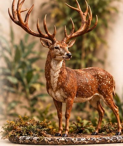 Leather deer sculpture from Mhow