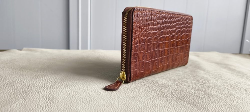 Croc-Embossed Zip Wallet by CHARAM