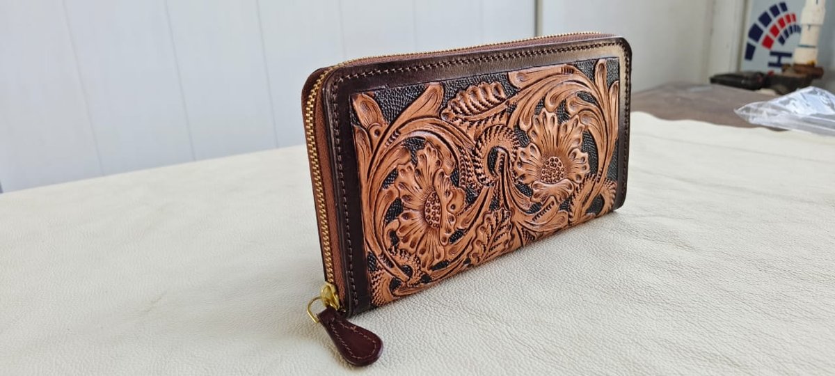 Floral Tooled Zip Wallet by CHARAM, view 2