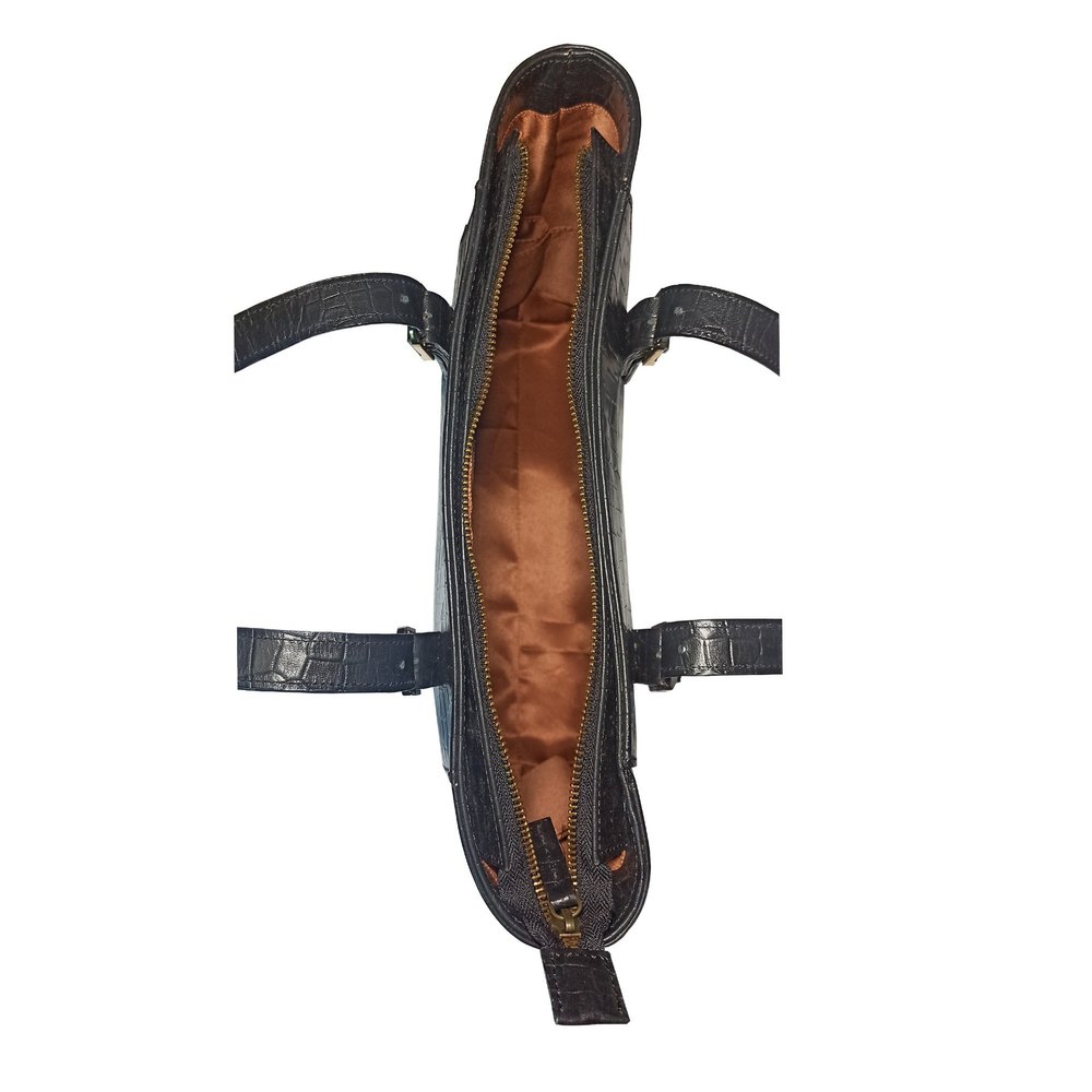Croc-Embossed Shoulder Tote, handmade leather by CHARAM