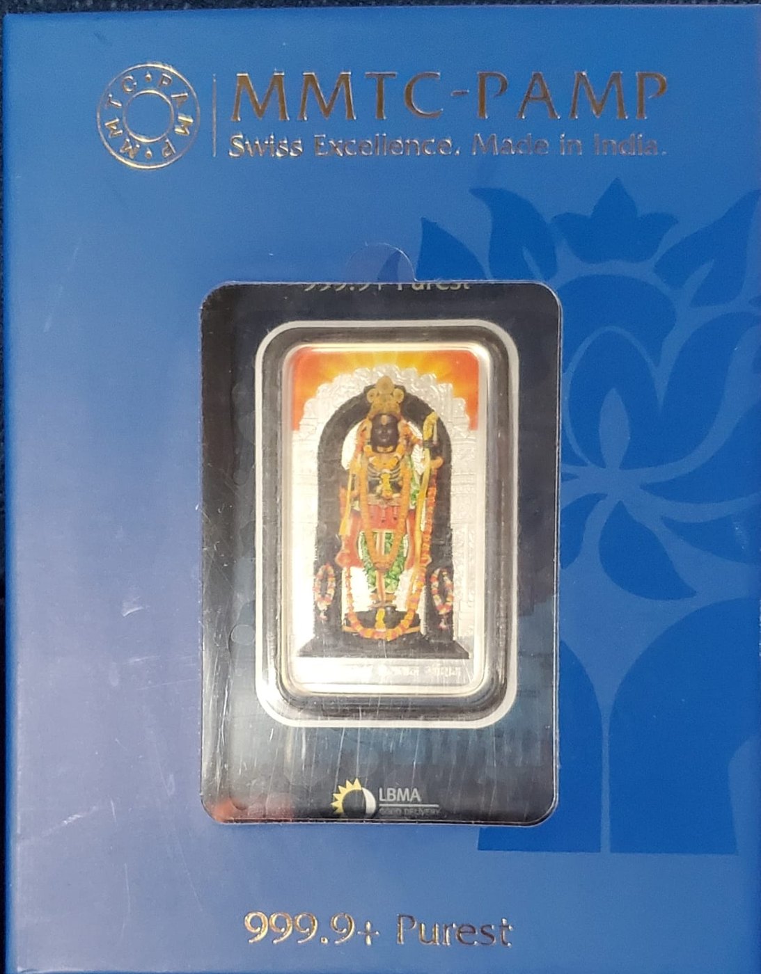 Shri Balaji 999.9 pure silver bar, MMTC-PAMP