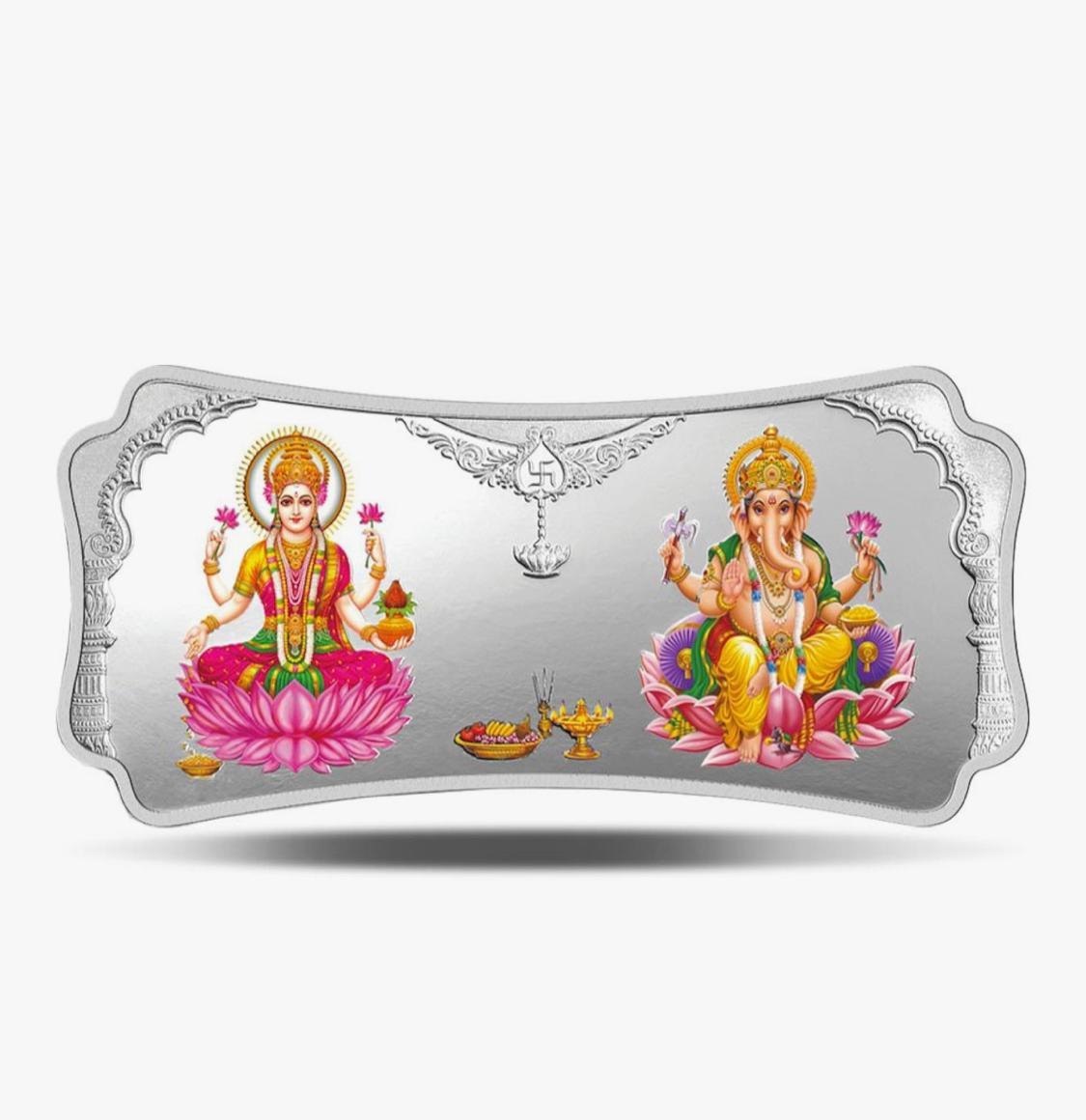Lakshmi Ganesh silver blessings plaque by Rajat Prabha